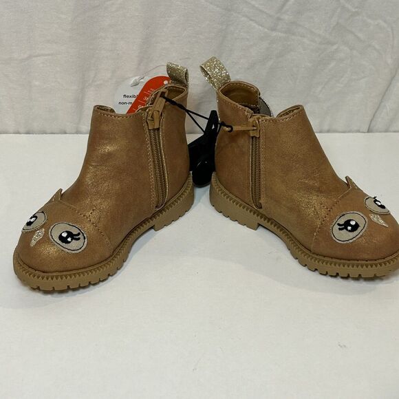 Wonder Nation Toddler Girls Size 6 Brown Owl Side Zip Chelsea Boots NEW - Picture 3 of 6